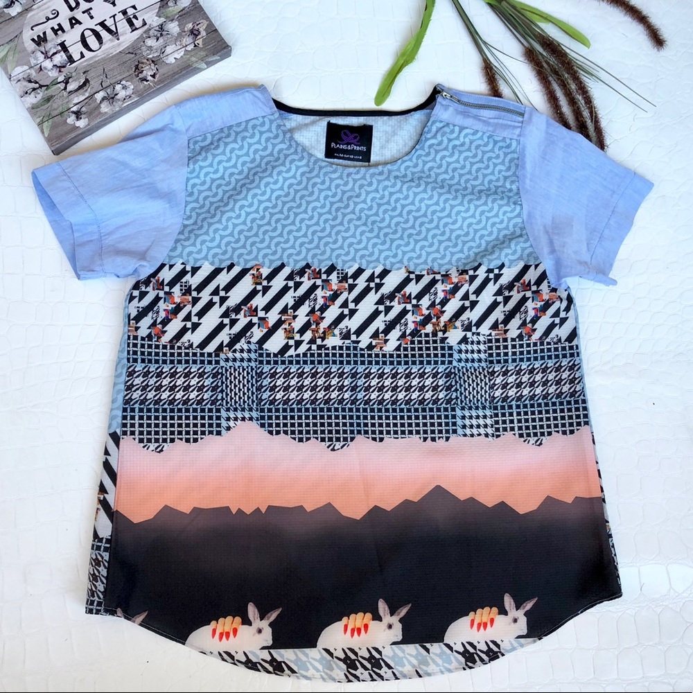 Plains & Prints Wrap Back Abstract Print Blouse